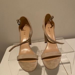 M.Gemi Women's Beige Suede Ankle-Strap Sandals